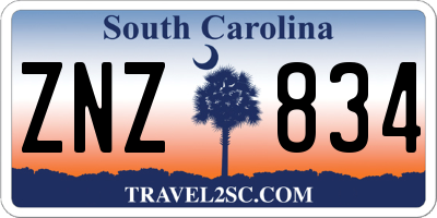 SC license plate ZNZ834