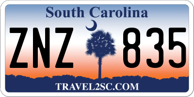SC license plate ZNZ835