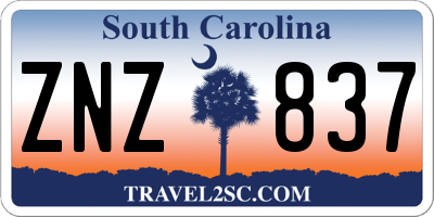 SC license plate ZNZ837