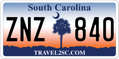 SC license plate ZNZ840