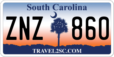 SC license plate ZNZ860