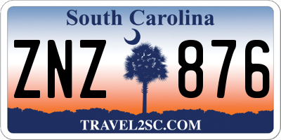SC license plate ZNZ876
