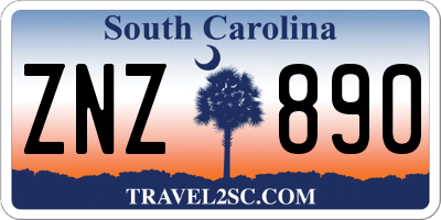 SC license plate ZNZ890