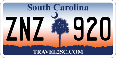 SC license plate ZNZ920
