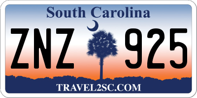 SC license plate ZNZ925