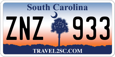 SC license plate ZNZ933