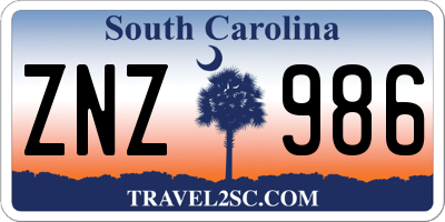 SC license plate ZNZ986