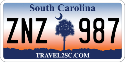 SC license plate ZNZ987