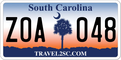 SC license plate ZOA048
