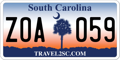 SC license plate ZOA059
