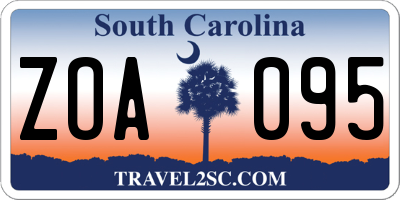 SC license plate ZOA095