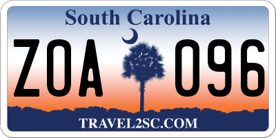 SC license plate ZOA096
