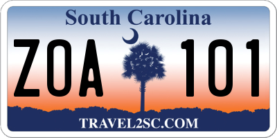SC license plate ZOA101