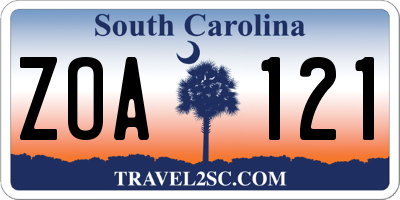 SC license plate ZOA121