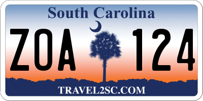 SC license plate ZOA124