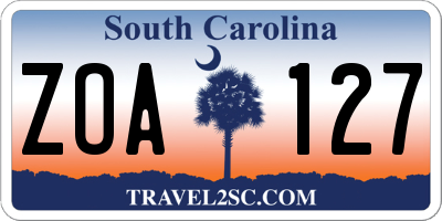 SC license plate ZOA127