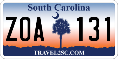 SC license plate ZOA131