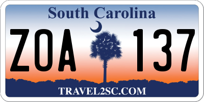 SC license plate ZOA137