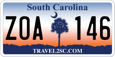 SC license plate ZOA146