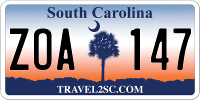 SC license plate ZOA147