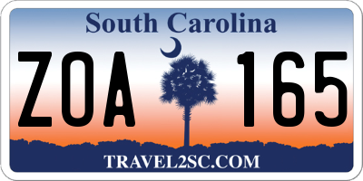 SC license plate ZOA165