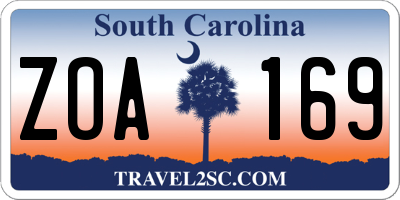 SC license plate ZOA169