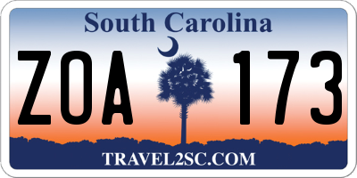 SC license plate ZOA173