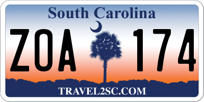 SC license plate ZOA174