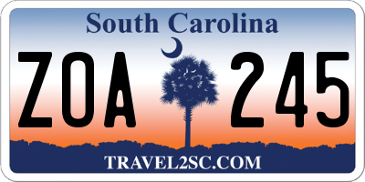 SC license plate ZOA245