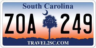 SC license plate ZOA249