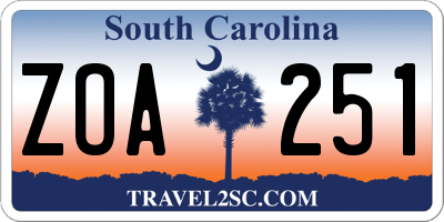 SC license plate ZOA251