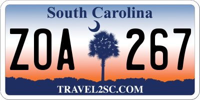 SC license plate ZOA267