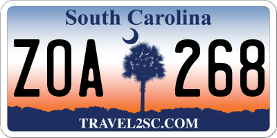 SC license plate ZOA268