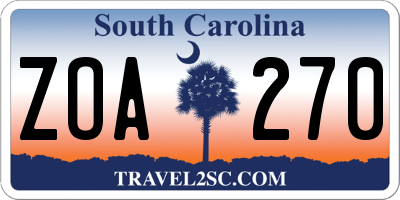 SC license plate ZOA270