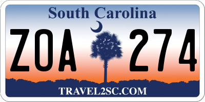 SC license plate ZOA274