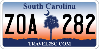 SC license plate ZOA282