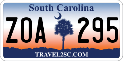 SC license plate ZOA295