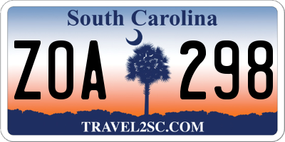 SC license plate ZOA298