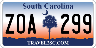 SC license plate ZOA299