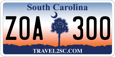 SC license plate ZOA300