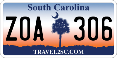 SC license plate ZOA306