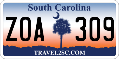 SC license plate ZOA309