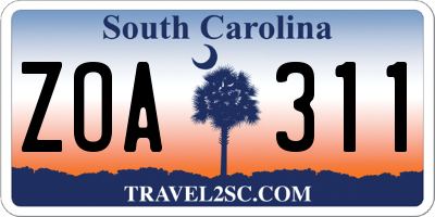 SC license plate ZOA311