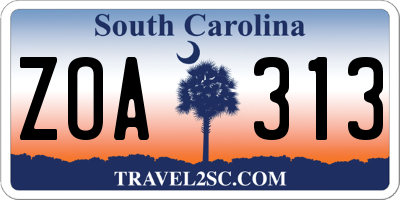 SC license plate ZOA313