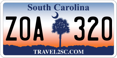 SC license plate ZOA320