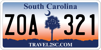SC license plate ZOA321