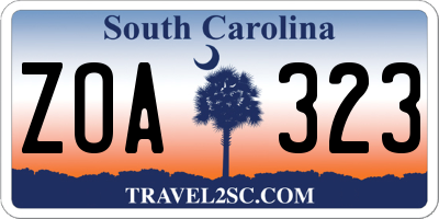 SC license plate ZOA323