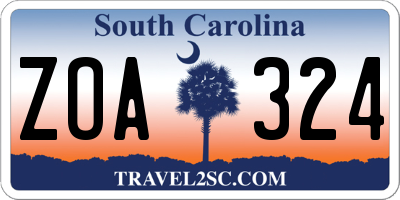 SC license plate ZOA324
