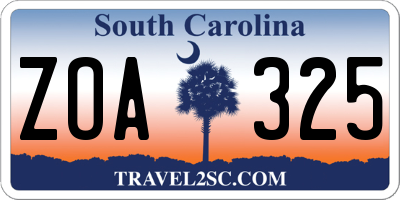 SC license plate ZOA325