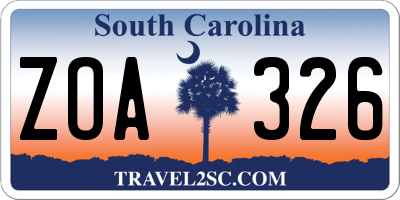 SC license plate ZOA326